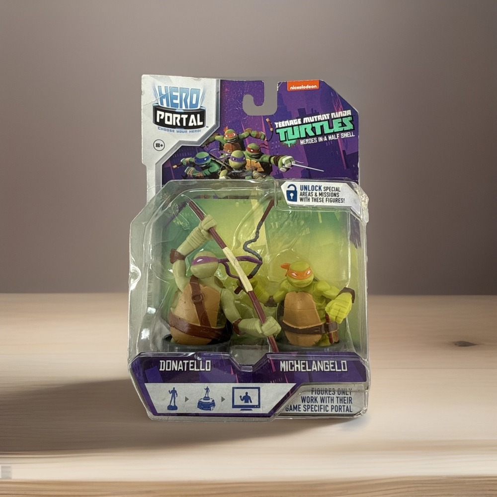 Teenage Mutant Ninja Turtles Donatello Michelangelo Hero Portal Figures 2014 NEW